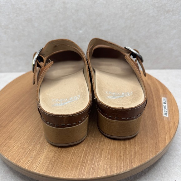 Dansko Mary Jane Clogs 36 Brown Leather Buckle Strap Comfort Boho Mules Comfort - Picture 4 of 9
